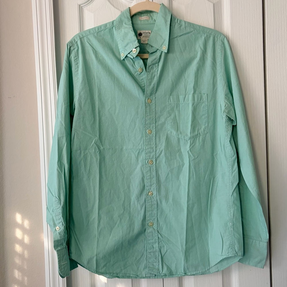 J. Crew Mint Green Tailored Fit Button-Down Size S